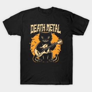 Death Metal Satanic Baphomet Cat playing guitar T-Shirt